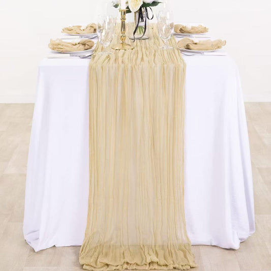 Cheesecloth Table Runner Boho Chic Gauze Semi-Sheer Halloween Tablecloth for Wedding Celebrations for Banquet Holiday Decorations,Beige