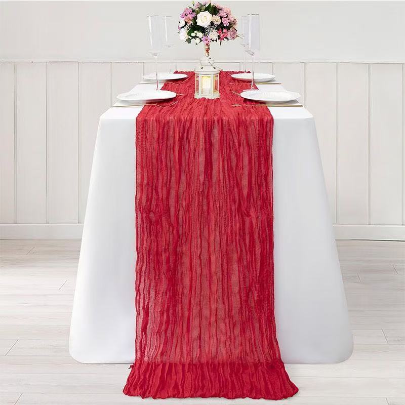 Cheesecloth Table Runner Boho Chic Gauze Semi-Sheer Halloween Tablecloth for Wedding Celebrations for Banquet  Holiday Decorations,Red