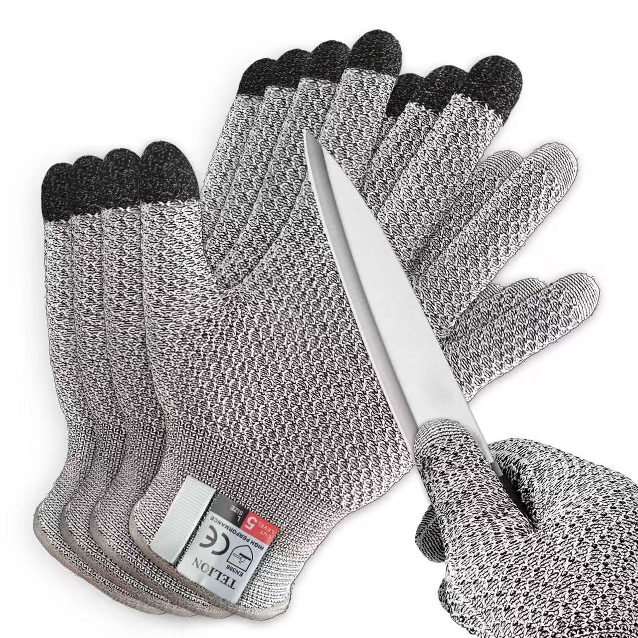   Cut Resistant Work Gloves for Women and Men Level 5 Protection, Safety Kitchen Cut Gloves for Chef Oyster Shucking Mandolin Meat Cutting (Medium‌5-pairs),Grey