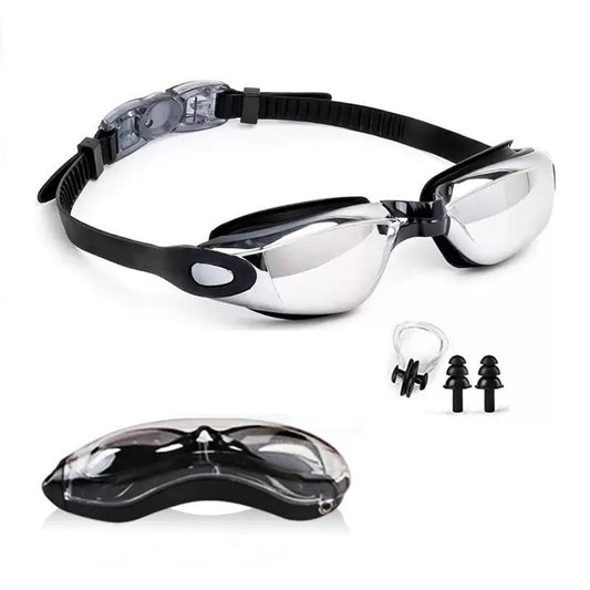 Swim Goggles, Swimming Goggles No Leaking Full Protection Adult Men Women Youth,Black Silver