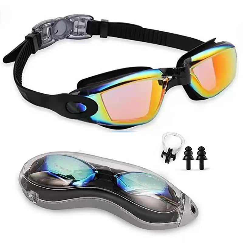 Swim Goggles, Swimming Goggles No Leaking Full Protection Adult Men Women Youth,Black Orange