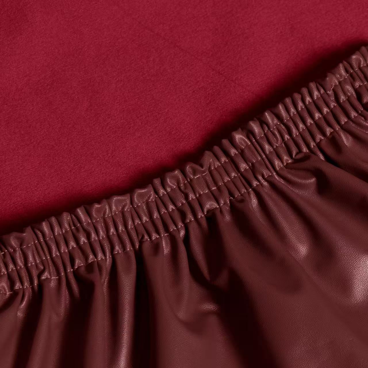 Waterproof PU Sofa Cushion Covers, Leather RV Chair Seat Slipcover with Elastic Bottom Furniture Protector for Settee Seater Replacement, Washable,Burgundy