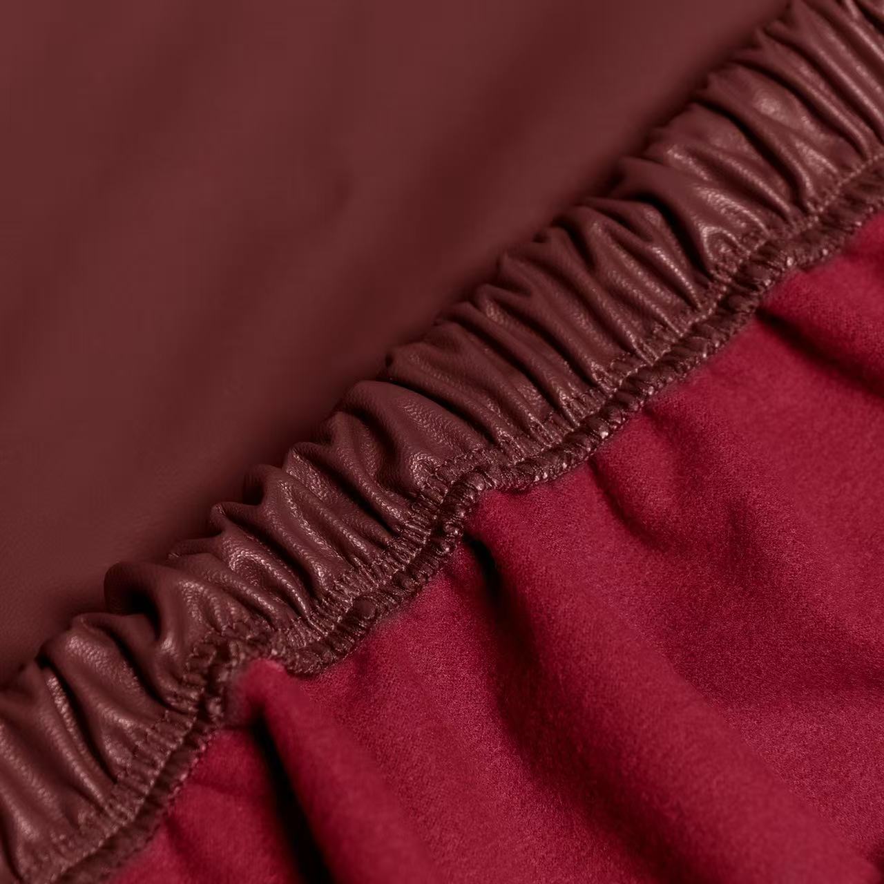 Waterproof PU Sofa Cushion Covers, Leather RV Chair Seat Slipcover with Elastic Bottom Furniture Protector for Settee Seater Replacement, Washable,Burgundy