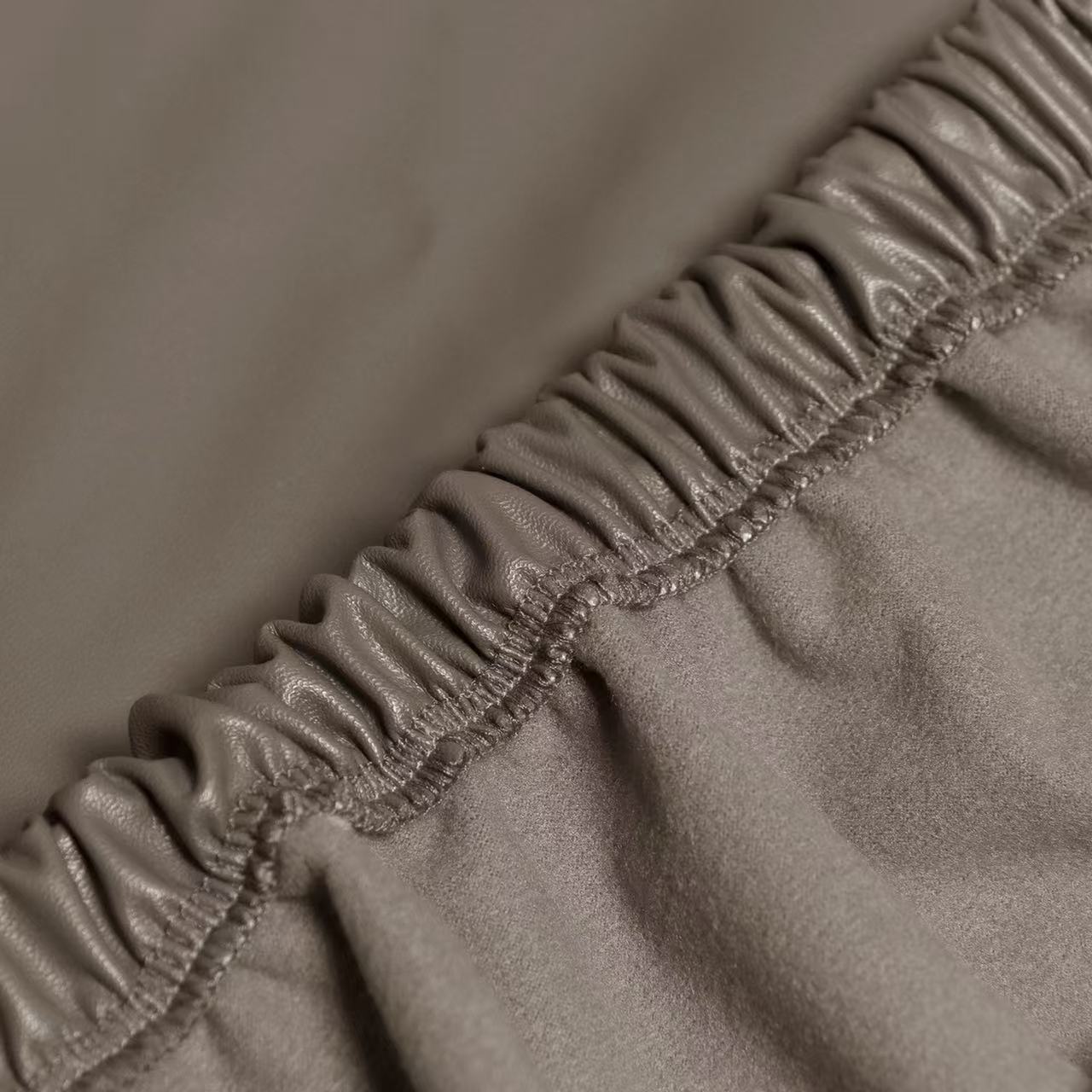 Waterproof PU Sofa Cushion Covers, Leather RV Chair Seat Slipcover with Elastic Bottom Furniture Protector for Settee Seater Replacement, Washable,Taupe