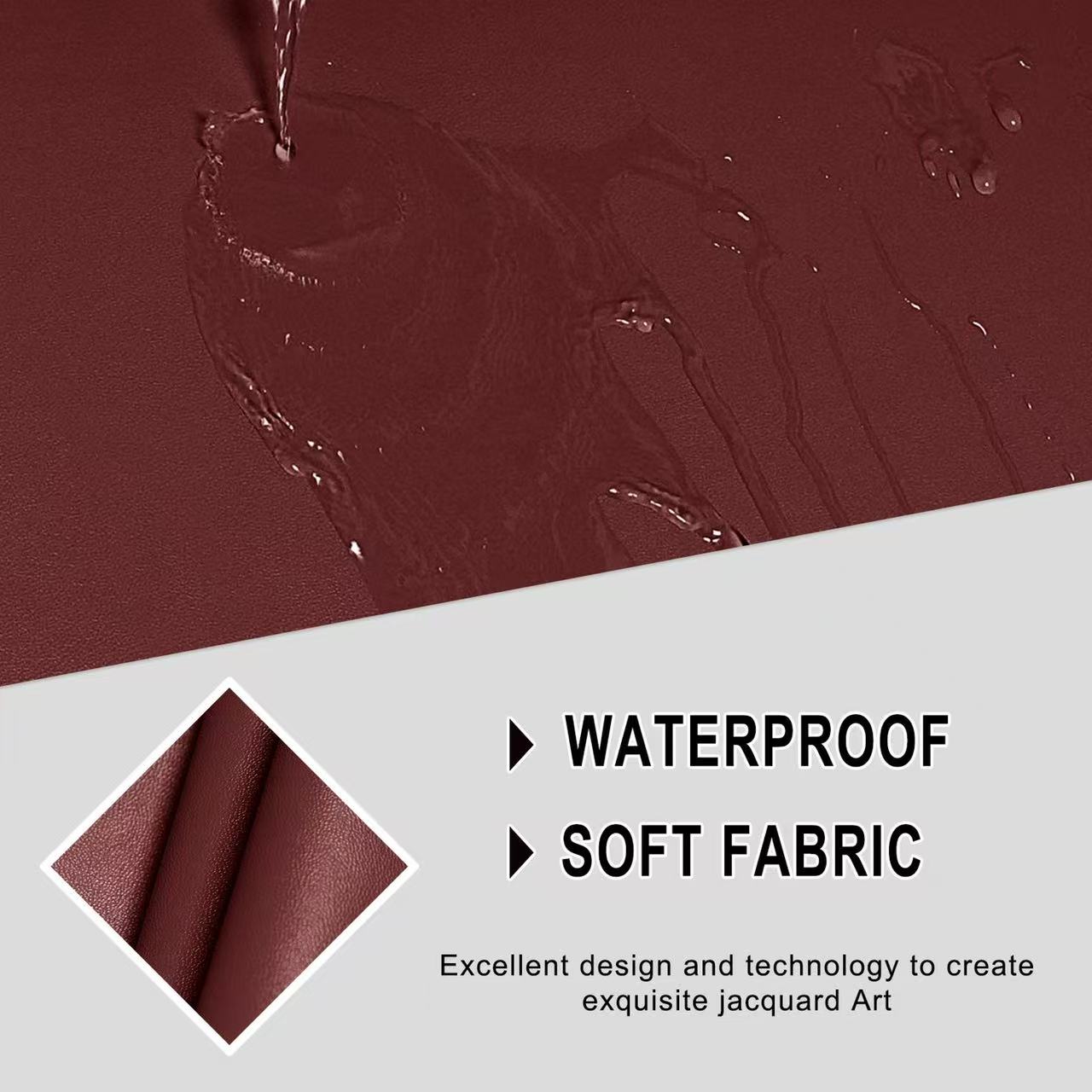 Waterproof PU Sofa Cushion Covers, Leather RV Chair Seat Slipcover with Elastic Bottom Furniture Protector for Settee Seater Replacement, Washable,Burgundy