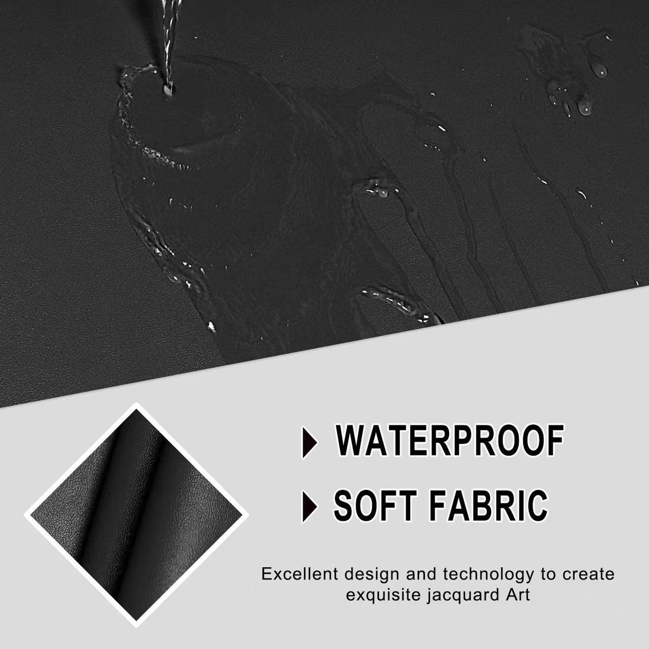 Waterproof PU Sofa Cushion Covers, Leather RV Chair Seat Slipcover with Elastic Bottom Furniture Protector for Settee Seater Replacement, Washable,Black