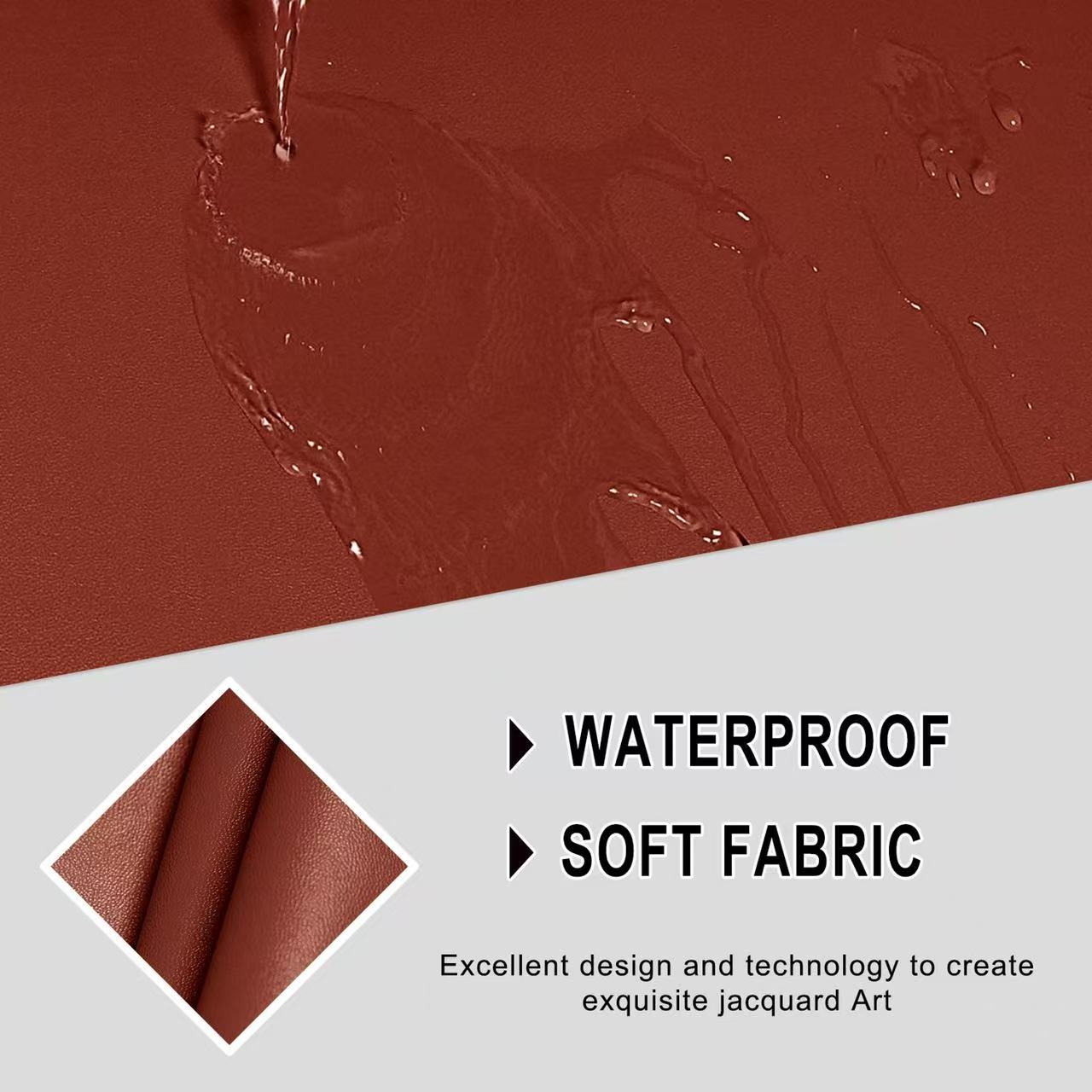 Waterproof PU Sofa Cushion Covers, Leather RV Chair Seat Slipcover with Elastic Bottom Furniture Protector for Settee Seater Replacement, Washable,Orange-Brown