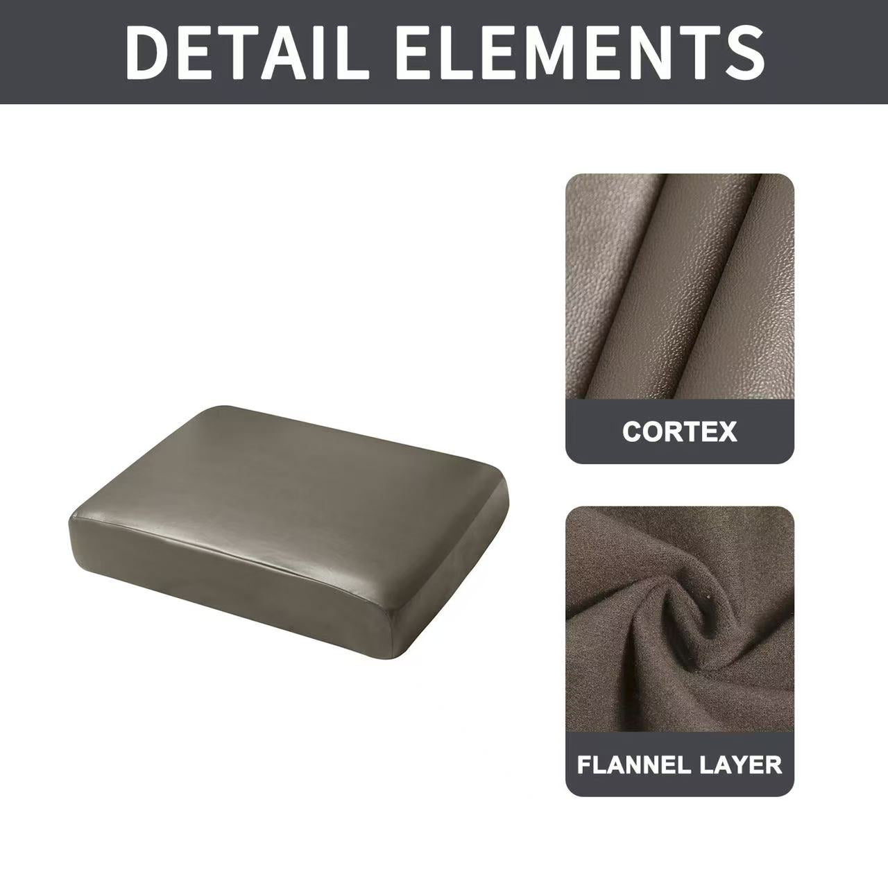 Waterproof PU Sofa Cushion Covers, Leather RV Chair Seat Slipcover with Elastic Bottom Furniture Protector for Settee Seater Replacement, Washable,Taupe