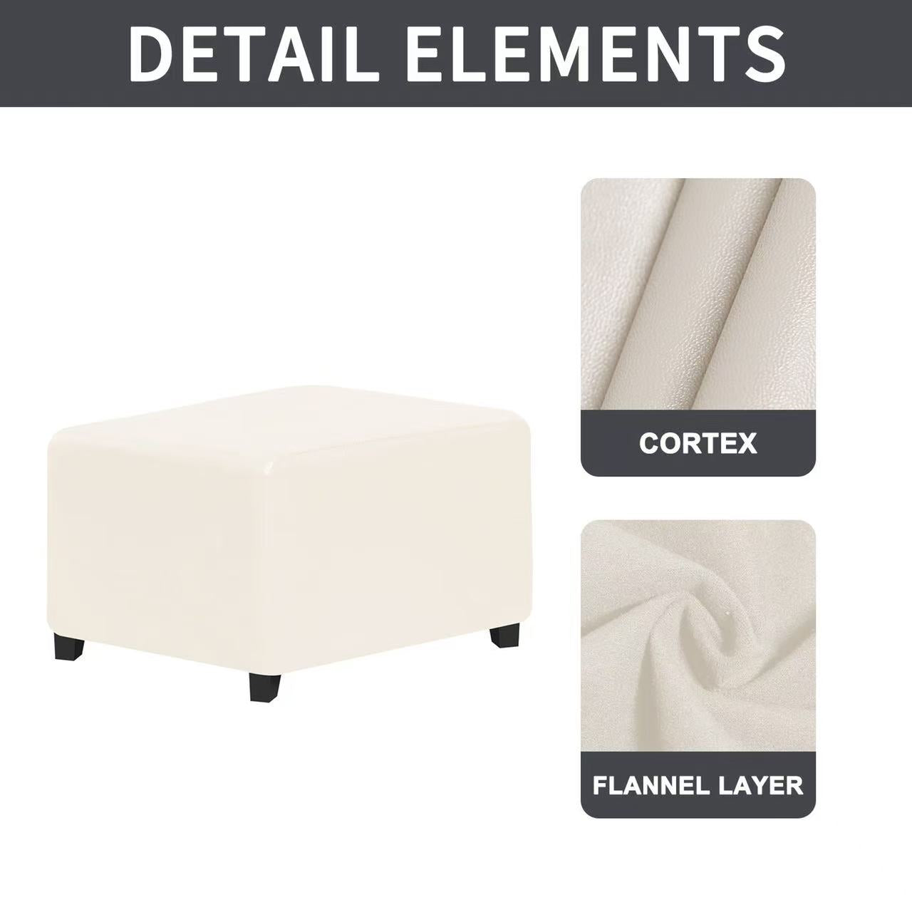 Waterproof PU Sofa Cushion Covers, Leather RV Chair Seat Slipcover with Elastic Bottom Furniture Protector for Settee Seater Replacement, Washable,Milky