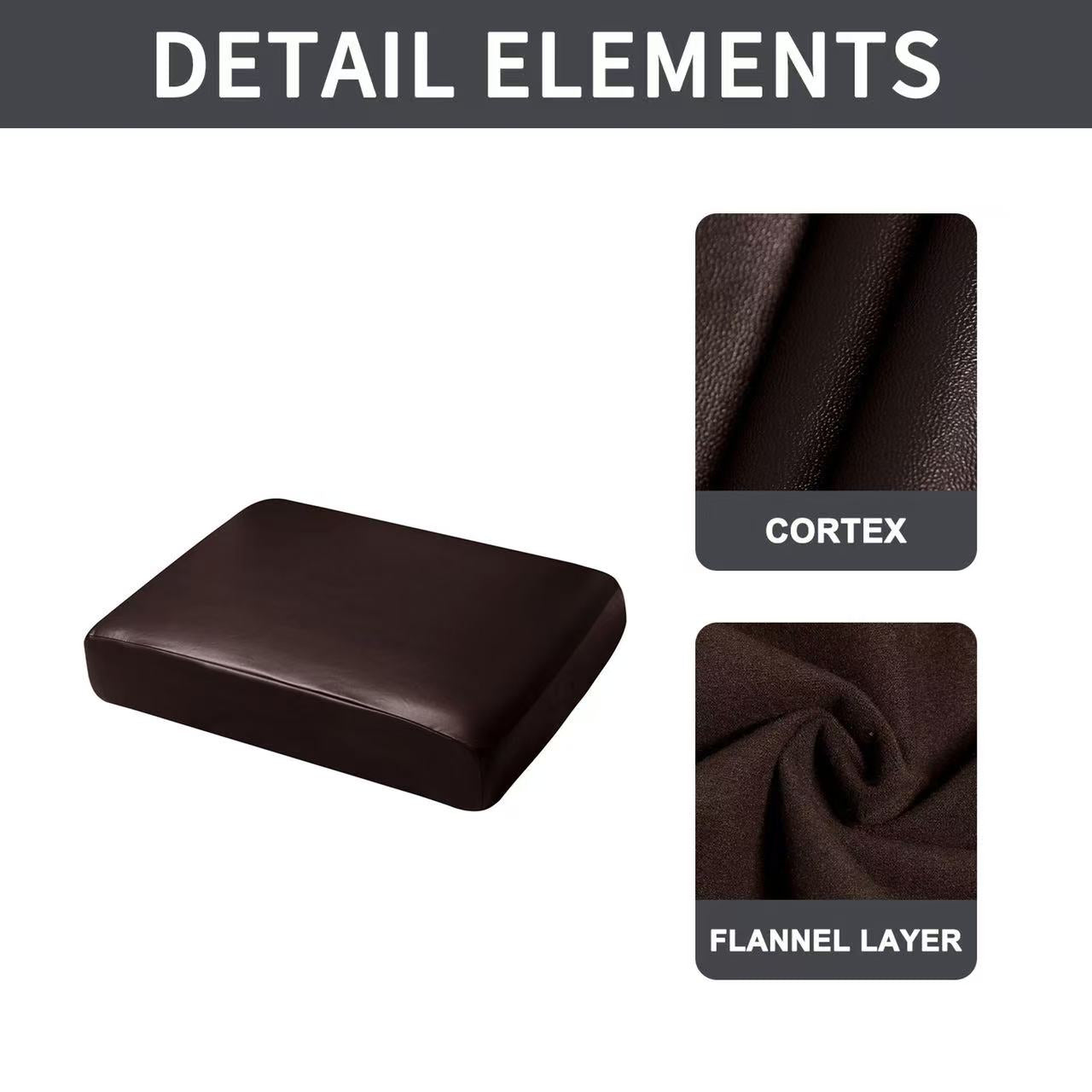 Waterproof PU Sofa Cushion Covers, Leather RV Chair Seat Slipcover with Elastic Bottom Furniture Protector for Settee Seater Replacement, Washable,Coffee