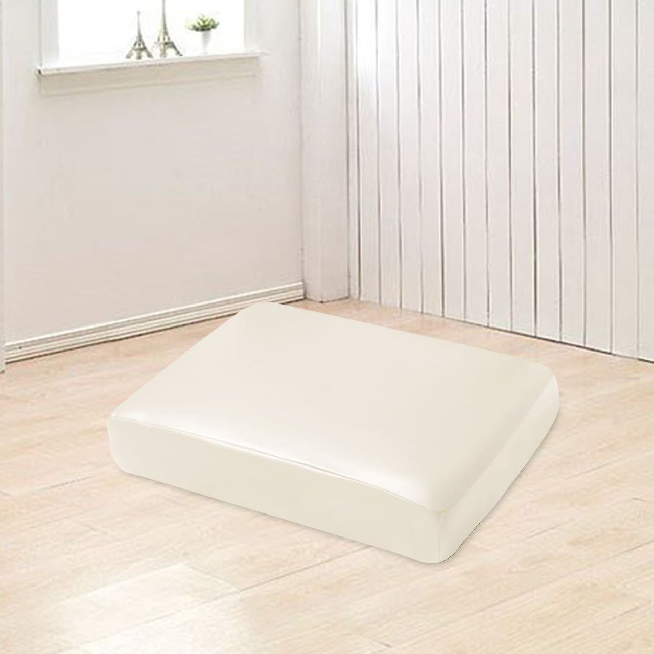 Waterproof PU Sofa Cushion Covers, Leather RV Chair Seat Slipcover with Elastic Bottom Furniture Protector for Settee Seater Replacement, Washable,Milky