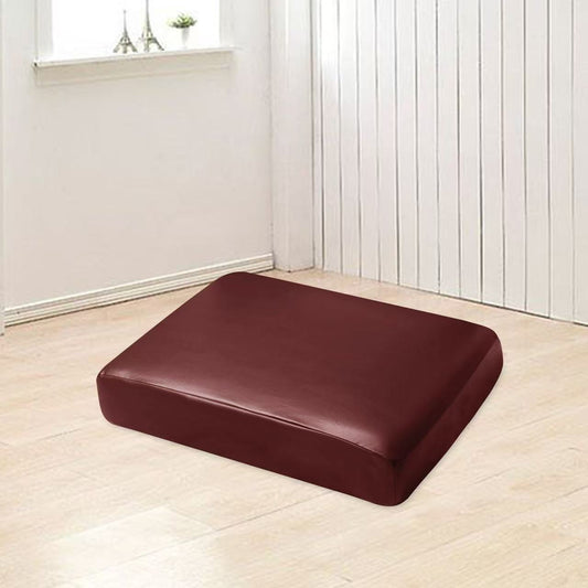 Waterproof PU Sofa Cushion Covers, Leather RV Chair Seat Slipcover with Elastic Bottom Furniture Protector for Settee Seater Replacement, Washable,Burgundy