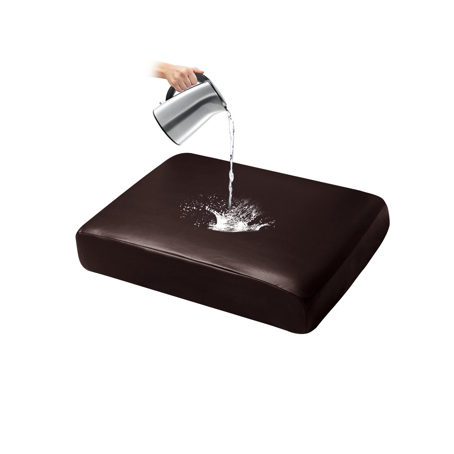 Waterproof PU Sofa Cushion Covers, Leather RV Chair Seat Slipcover with Elastic Bottom Furniture Protector for Settee Seater Replacement, Washable,Coffee