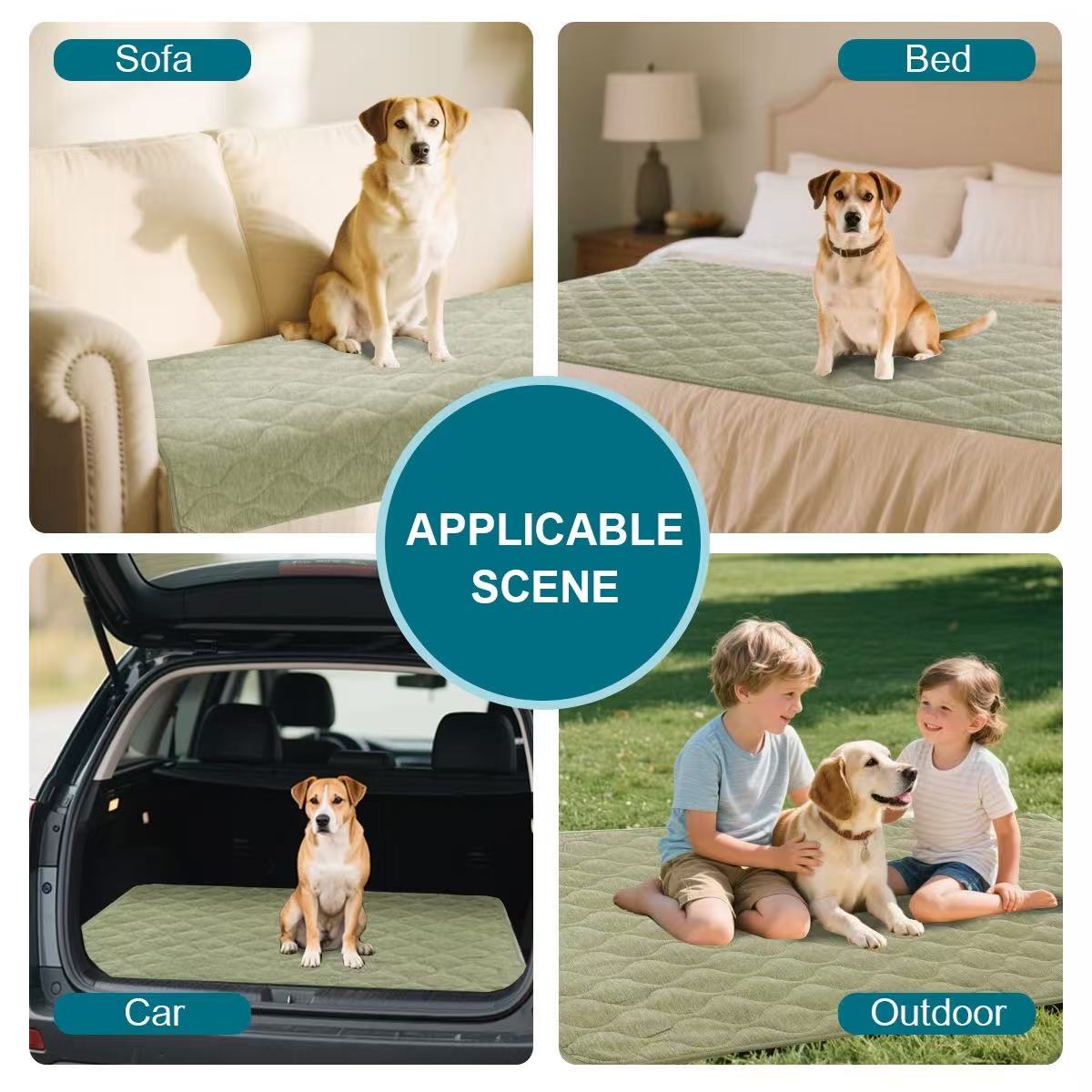 Couch Cover Chenille Pet Fuzzy Sofa Covers for Cushion Couch Anti Slip Washable with Strap Soft Couch Protector Cover for Dogs Cats Kids,Green