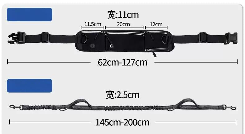 Scalable Sports Waist Bag Pet Traction Rope, Explosion-proof Punch, Anti slip, Waist Protection, for Small and Medium Dogs, Freeing hands,Pink