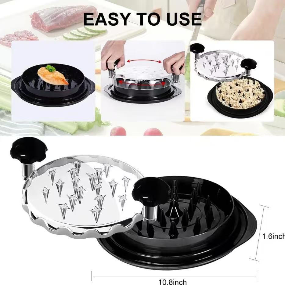Chicken Shredder with Brush, Visible Meat Shredder Machine, Anti-Slip Strip, Ergonomic Handle, BPA Free, Suitable for Pork Beef Chicken,Black
