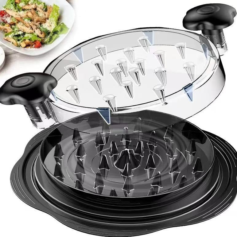Chicken Shredder with Brush, Visible Meat Shredder Machine, Anti-Slip Strip, Ergonomic Handle, BPA Free, Suitable for Pork Beef Chicken,Black
