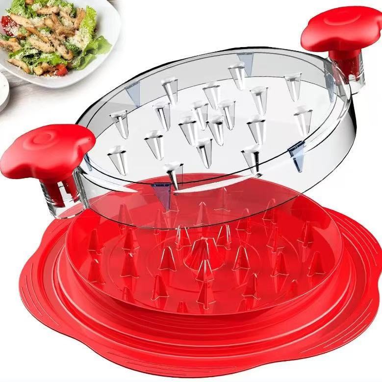 Chicken Shredder with Brush, Visible Meat Shredder Machine, Anti-Slip Strip, Ergonomic Handle, BPA Free, Suitable for Pork Beef Chicken,Red