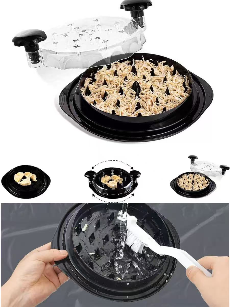 Chicken Shredder with Brush, Visible Meat Shredder Machine, Anti-Slip Strip, Ergonomic Handle, BPA Free, Suitable for Pork Beef Chicken,Black
