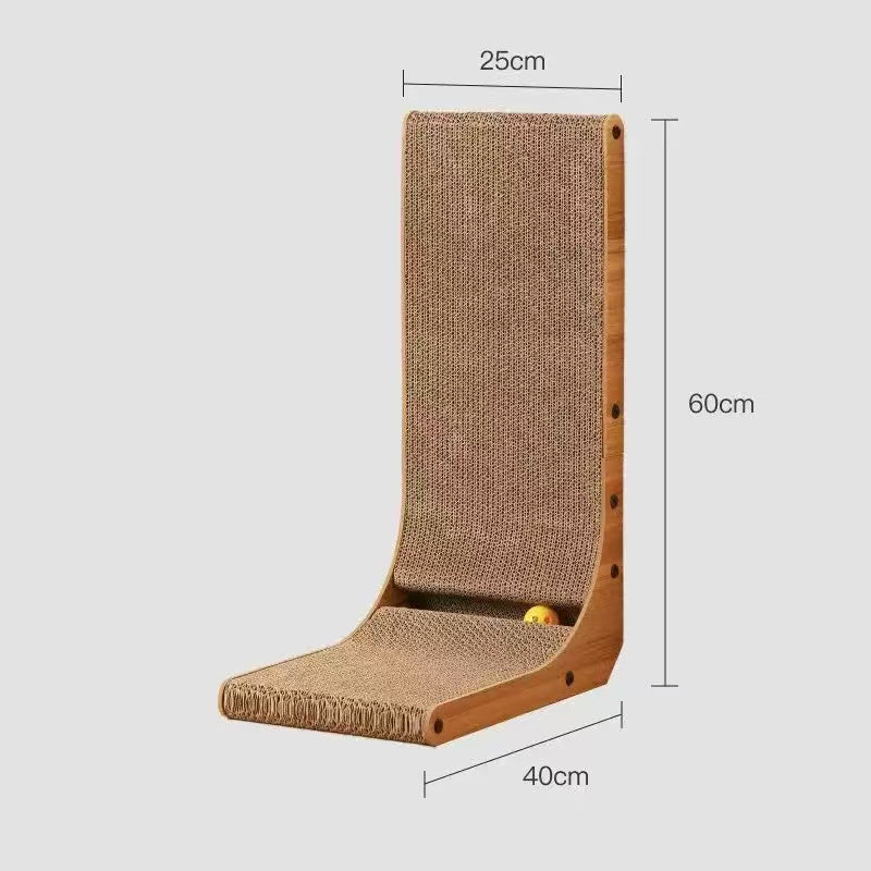 Cat Scratcher, L Shape Cat Scratch Pad Wall Mounted, Cat Scratching Cardboard with Ball Toy for Indoor Cats