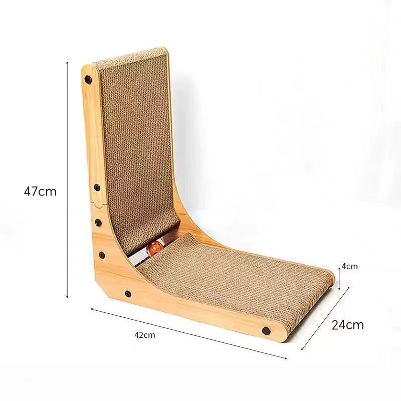 Cat Scratcher, L Shape Cat Scratch Pad Wall Mounted, Cat Scratching Cardboard with Ball Toy for Indoor Cats