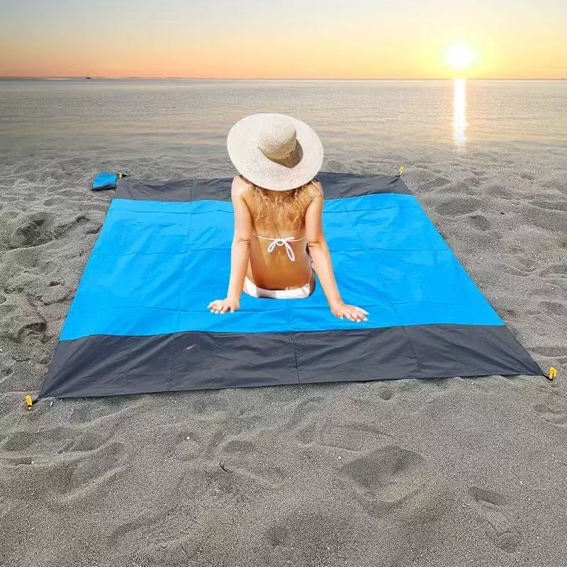 Extra Large Beach Blanket Waterproof Sandproof with 4 Stakes, Easy to Clean, Lightweight ,Fast