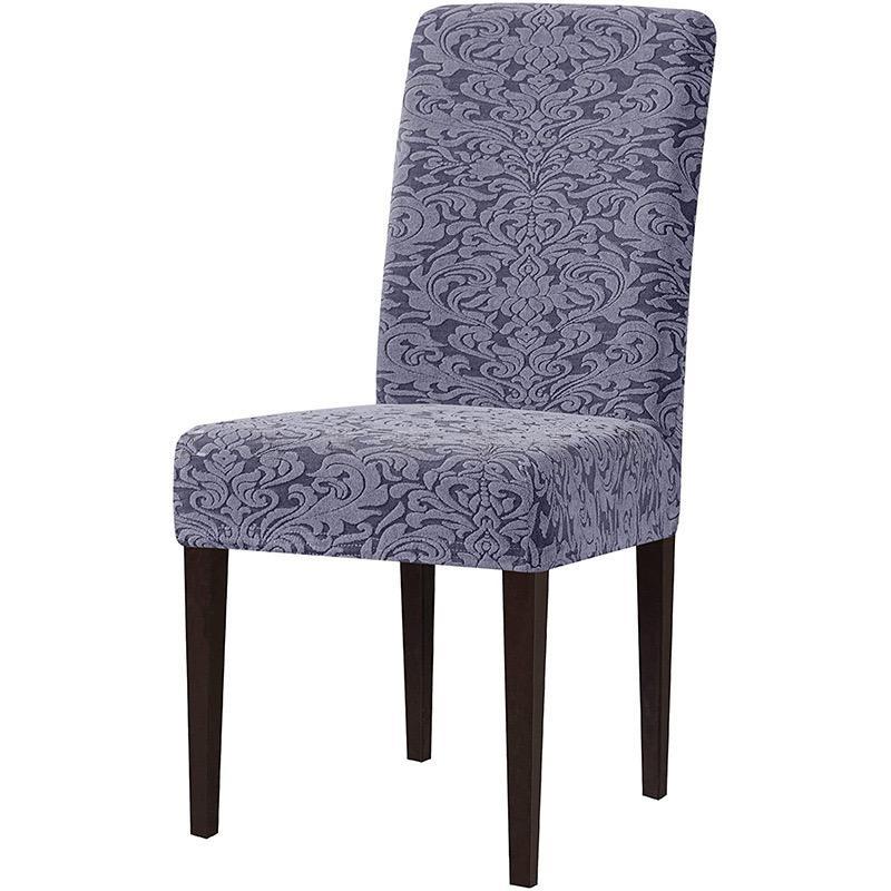 Jacquard Damask Dining Chair Slipcovers Stretch High Back Chair Protector for Kitchen (2/4/6/8pcs, Dusty Blue)