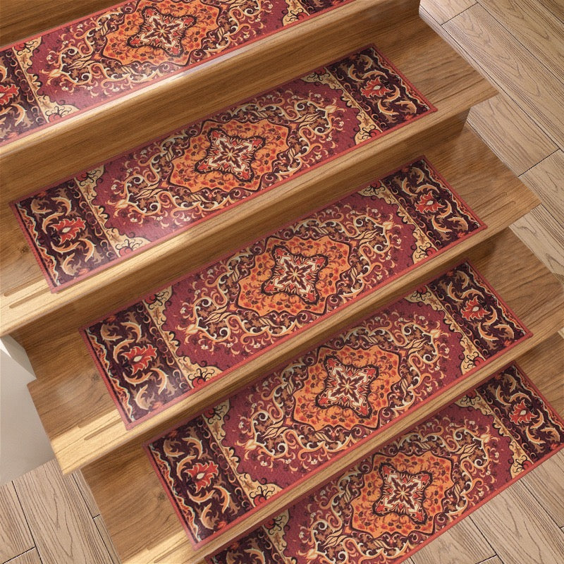 European Classical Stair Treads Carpet Non-Slip Indoor Stair Runners for Wooden Steps, Stair Rugs for Kids and Dogs, 5/10/15PCS, 8" X 30",BOHO