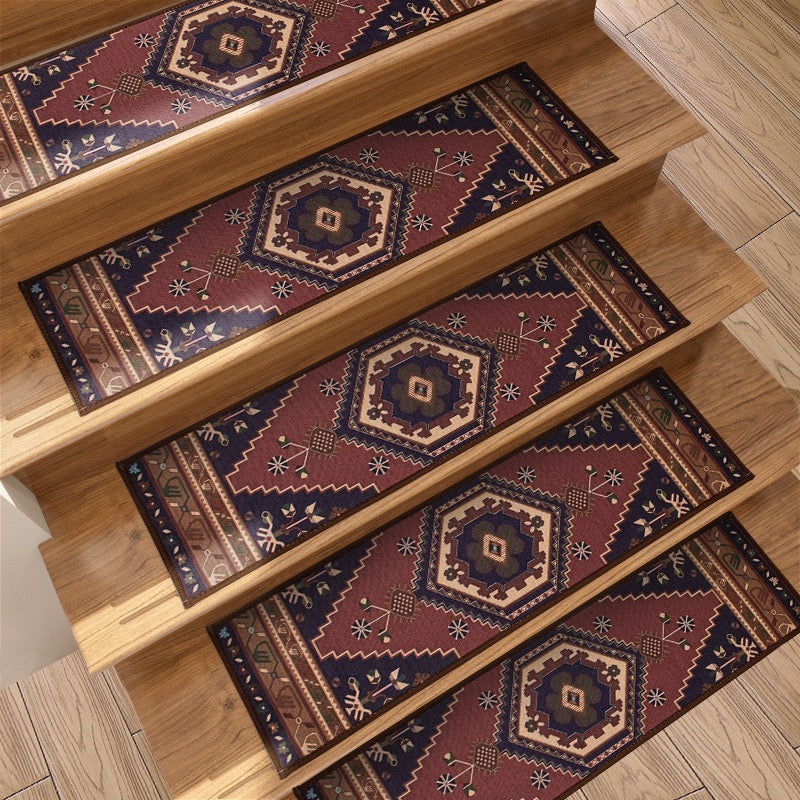 European Classical Stair Treads Carpet Non-Slip Indoor Stair Runners for Wooden Steps, Stair Rugs for Kids and Dogs, 5/10/15PCS, 8" X 30",BOHO-2