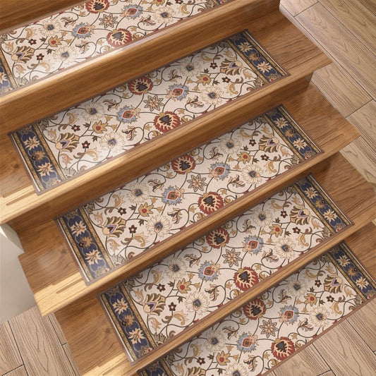 European Classical Stair Treads Carpet Non-Slip Indoor Stair Runners for Wooden Steps, Stair Rugs for Kids and Dogs, 5/10/15PCS, 8" X 30",BOHO-3