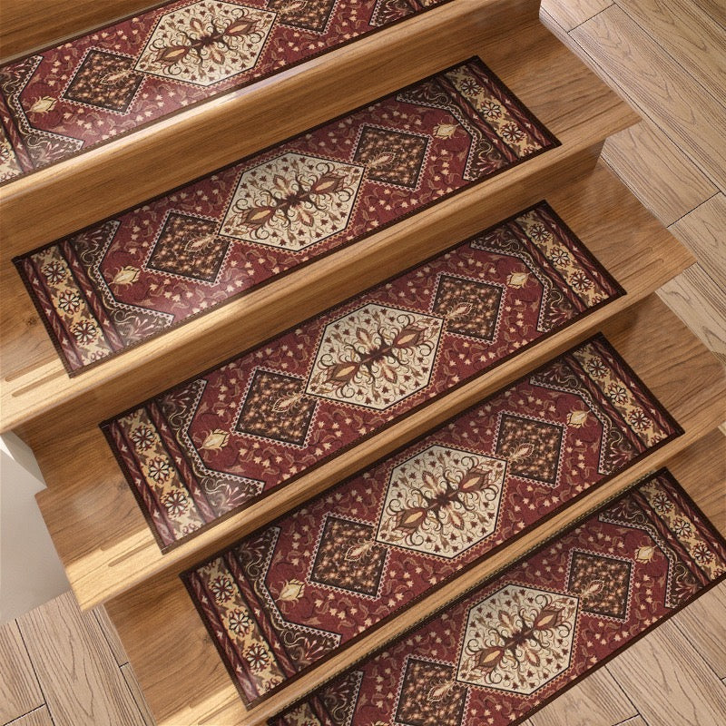 European Classical Stair Treads Carpet Non-Slip Indoor Stair Runners for Wooden Steps, Stair Rugs for Kids and Dogs, 5/10/15PCS, 8" X 30",BOHO-5
