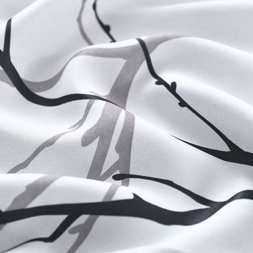 Sunscreen Shading Curtains 2 Panels, Printed Tree Branches Soft Comfort Privacy Drapes,Thickening Heat Insulation,Black&White