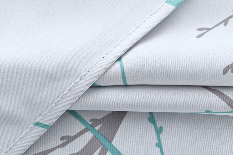 Sunscreen Shading Curtains 2 Panels, Printed Tree Branches Soft Comfort Privacy Drapes,Thickening Heat Insulation,Blue&White