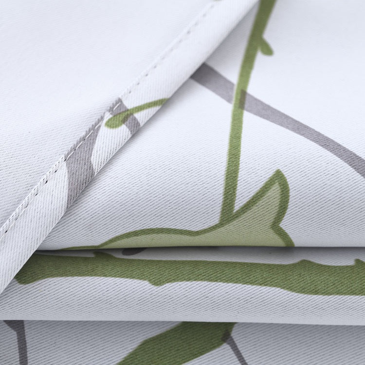 Sunscreen Shading Curtains 2 Panels, Printed Tree Branches Soft Comfort Privacy Drapes,Thickening Heat Insulation,Green&White