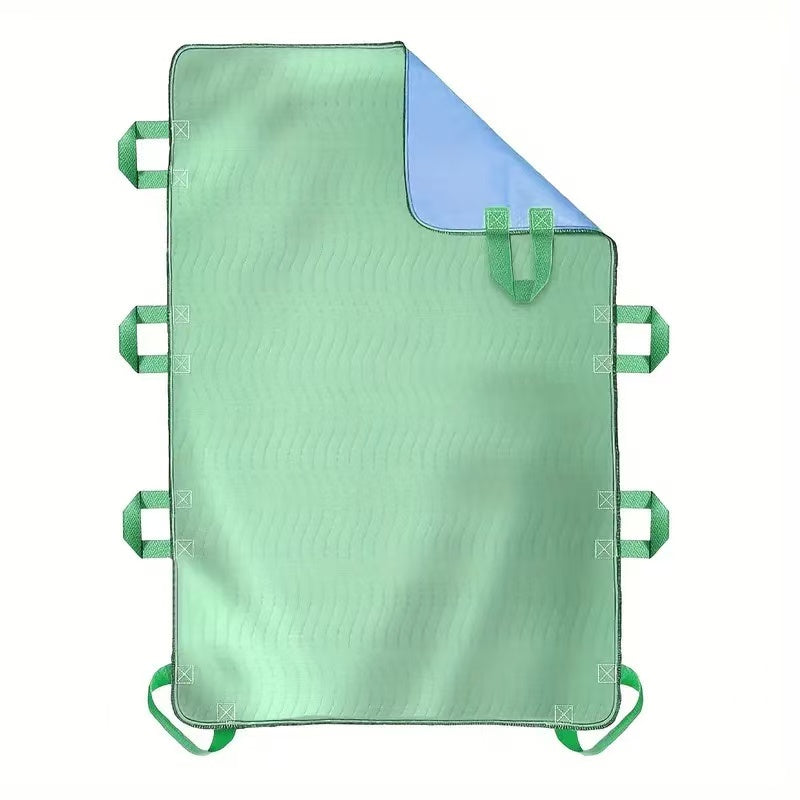 Positioning Bed Pad, with 6/8 Reinforced Handles, Quick-Drying, Washable, Waterproof, for Lifting, Turning, Transfering, Elderly and Incontinence Patients, Green