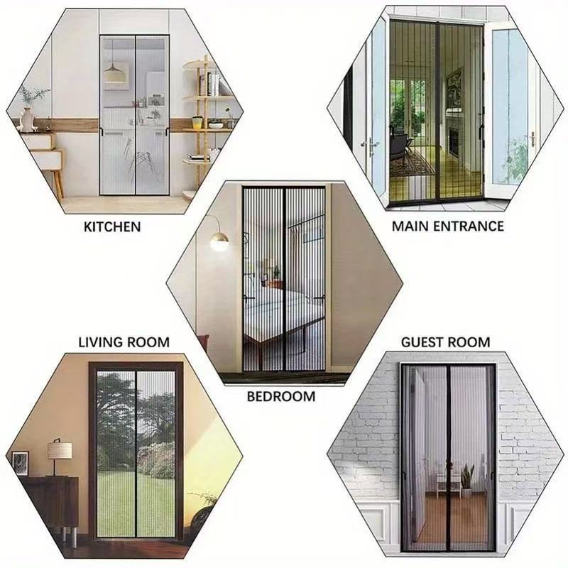 Magnetic Screen Door，Screen Door Mesh，Keep Bugs Out, Heavy-Duty Mesh Curtain,Pet and Kid Friendly, Works with Front Doors, Sliding Doors, Black