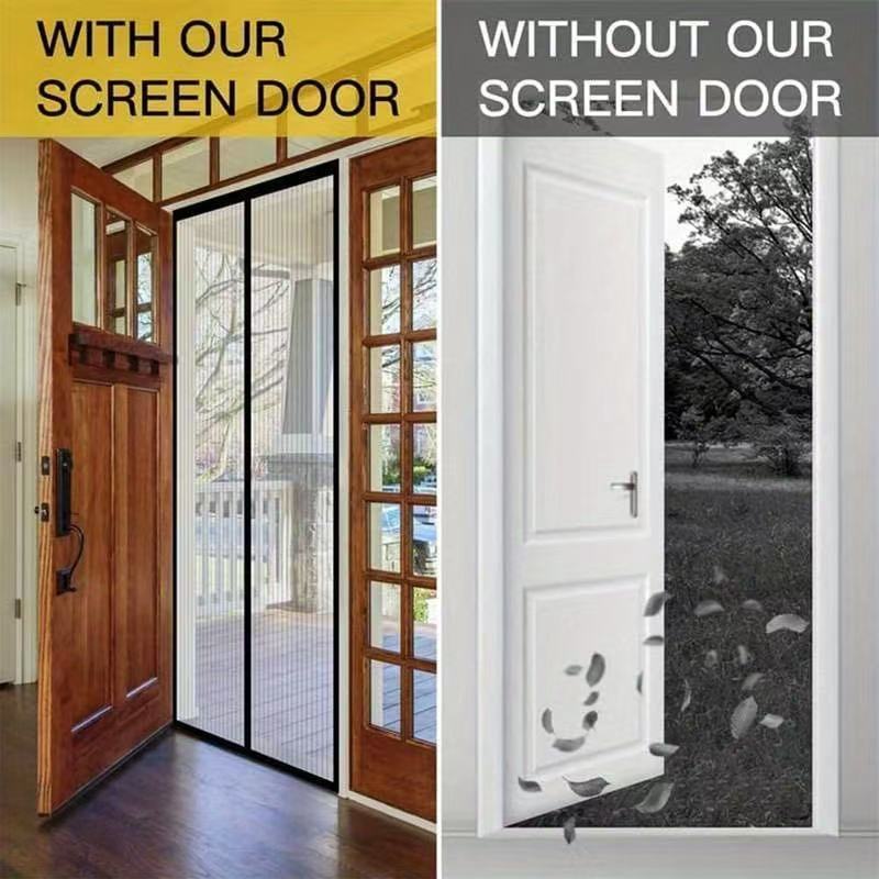 Magnetic Screen Door，Screen Door Mesh，Keep Bugs Out, Heavy-Duty Mesh Curtain,Pet and Kid Friendly, Works with Front Doors, Sliding Doors, Black