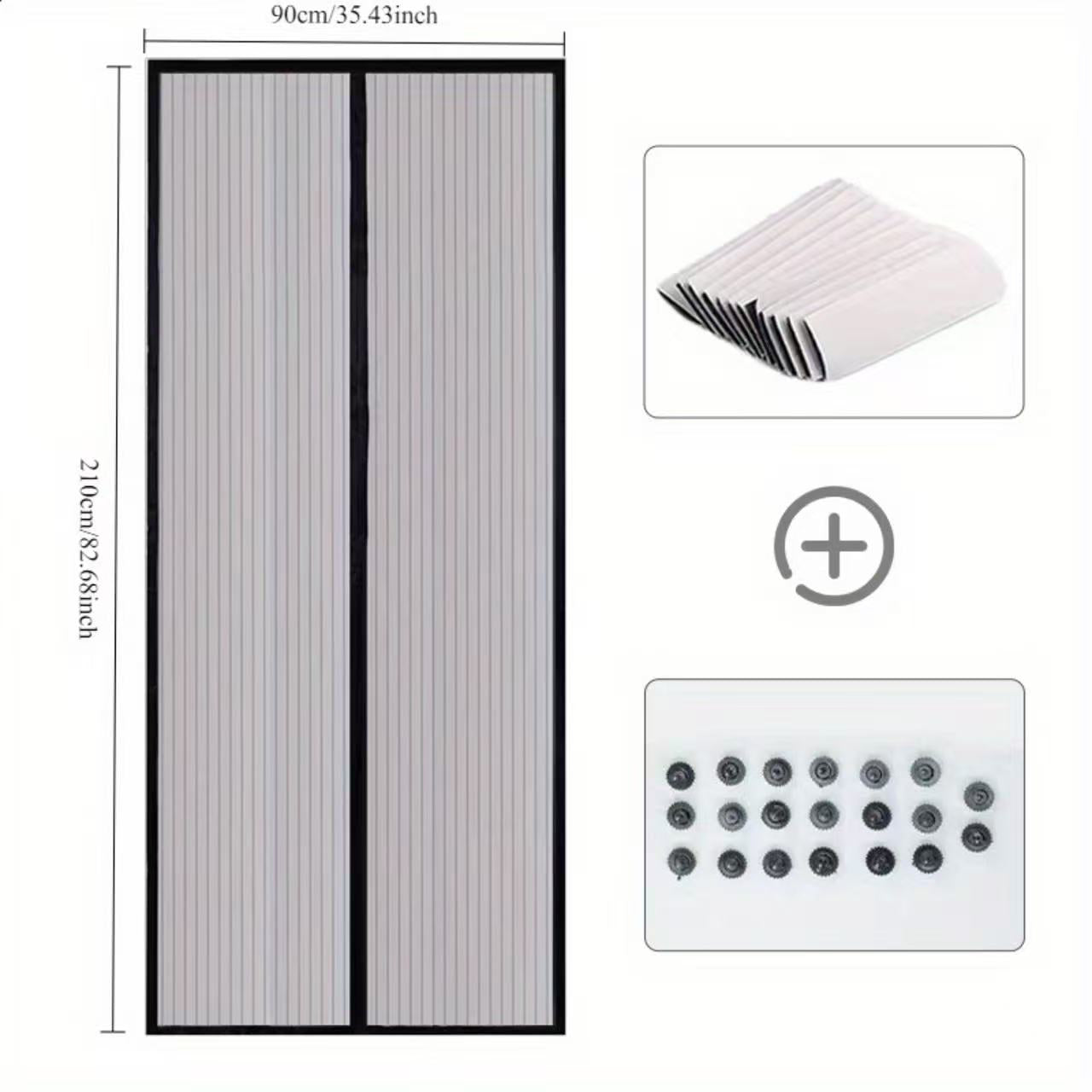 Magnetic Screen Door，Screen Door Mesh，Keep Bugs Out, Heavy-Duty Mesh Curtain,Pet and Kid Friendly, Works with Front Doors, Sliding Doors, Black