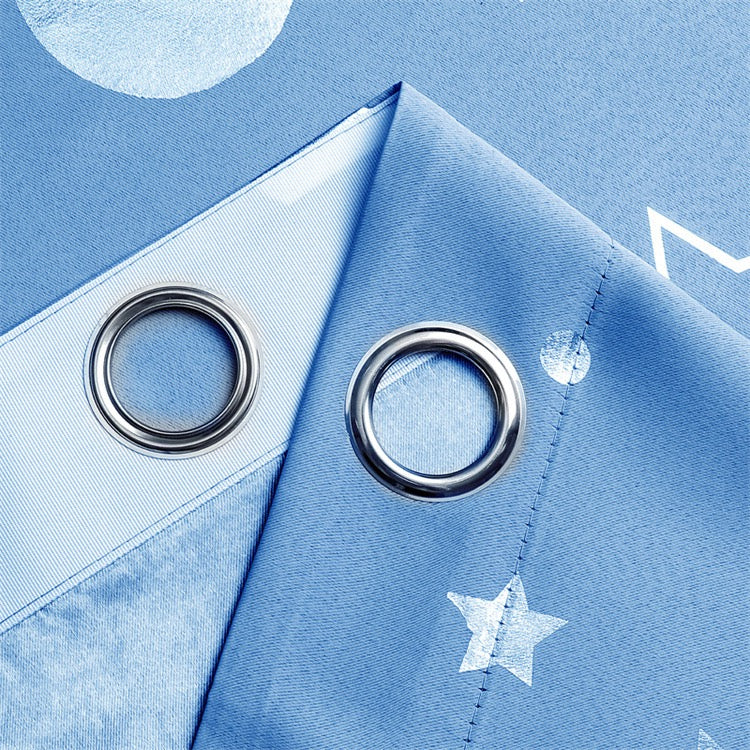 Blue Curtains Bedroom Silver Star Moon Print  Thermal Insulated Room Darkening Treatment Grommet Drapes for Living Room/Kids Set of 2 Panels