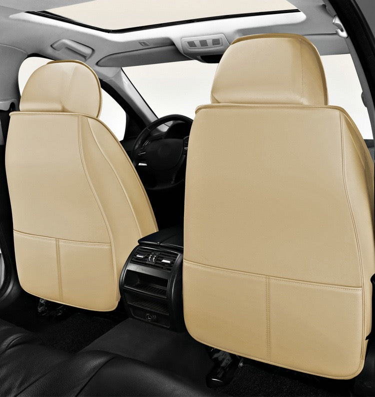 Universal PU Leather Car Seat Covers - Front 2 or Full 5 Seat Set, Waterproof Easy Install Car Seat Protectors, Custom Fit for Most Cars ,Beige