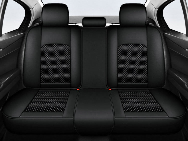Universal PU Leather Car Seat Covers - Front 2 or Full 5 Seat Set, Waterproof Easy Install Car Seat Protectors, Custom Fit for Most Cars ,Black