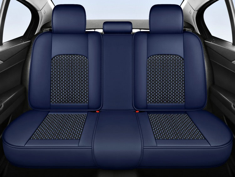 Universal PU Leather Car Seat Covers - Front 2 or Full 5 Seat Set, Waterproof Easy Install Car Seat Protectors, Custom Fit for Most Cars ,Blue