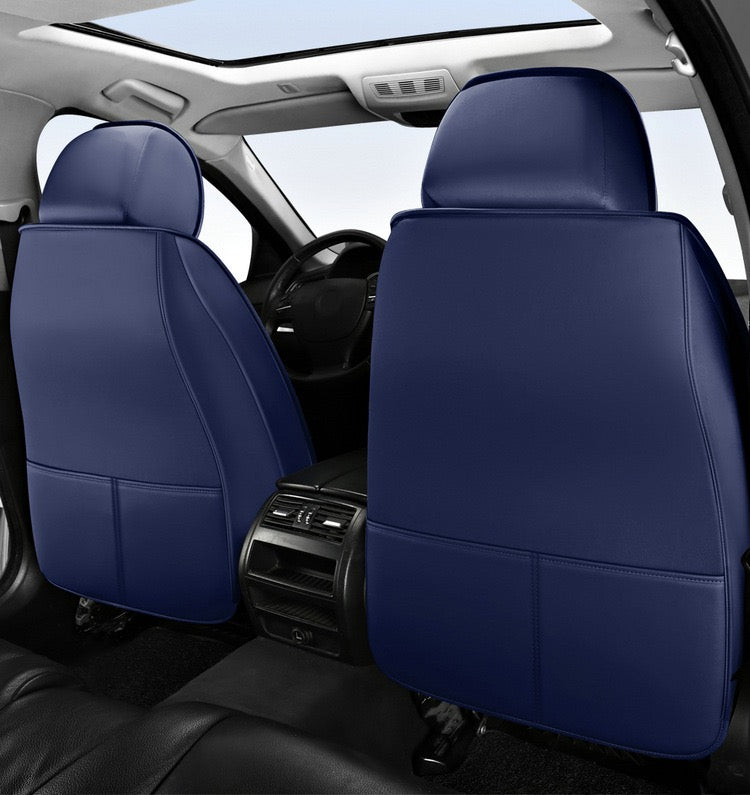 Universal PU Leather Car Seat Covers - Front 2 or Full 5 Seat Set, Waterproof Easy Install Car Seat Protectors, Custom Fit for Most Cars ,Blue