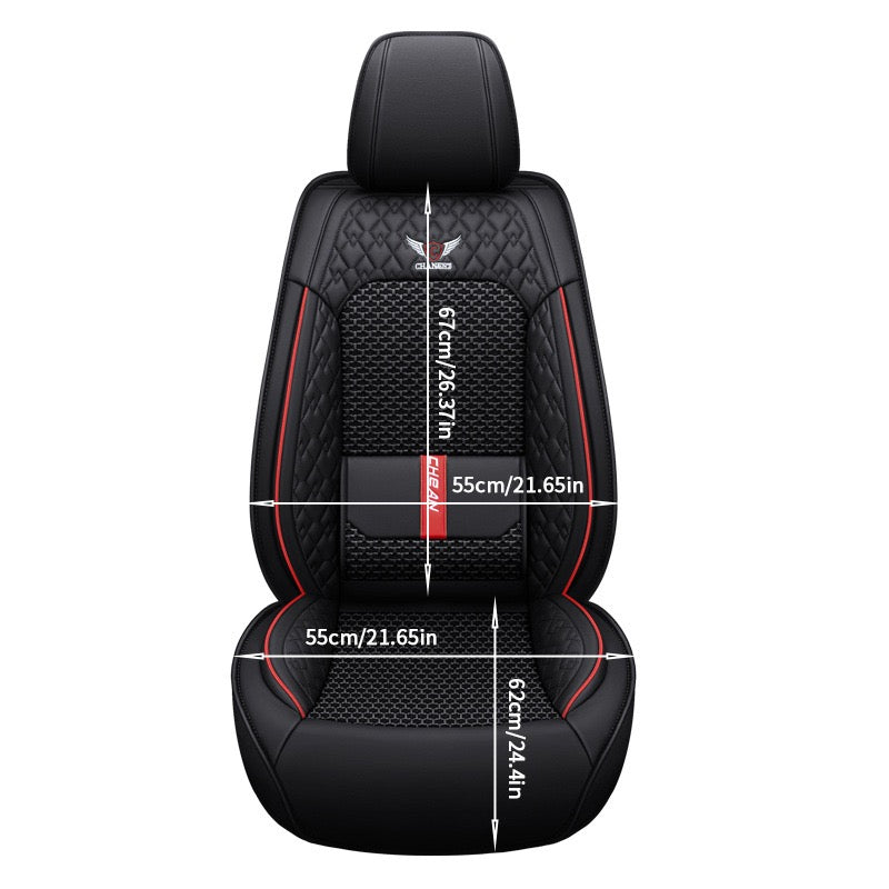 Universal PU Leather Car Seat Covers - Front 2 or Full 5 Seat Set, Waterproof Easy Install Car Seat Protectors, Custom Fit for Most Cars ,Black