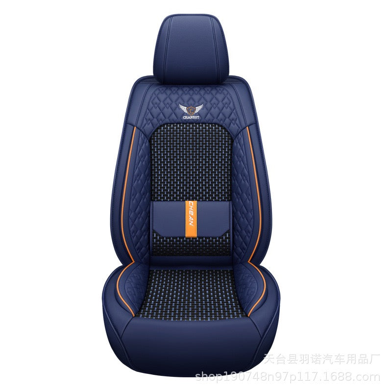 Universal PU Leather Car Seat Covers - Front 2 or Full 5 Seat Set, Waterproof Easy Install Car Seat Protectors, Custom Fit for Most Cars ,Blue