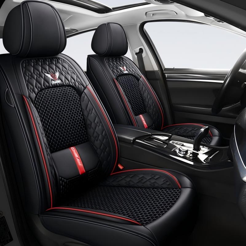 Universal PU Leather Car Seat Covers - Front 2 or Full 5 Seat Set, Waterproof Easy Install Car Seat Protectors, Custom Fit for Most Cars ,Black