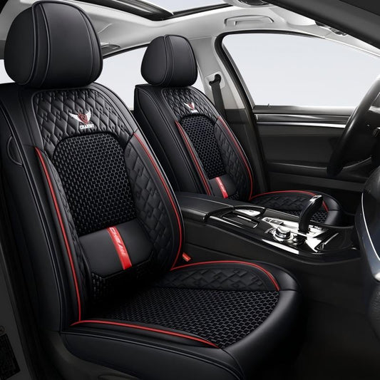 Universal PU Leather Car Seat Covers - Front 2 or Full 5 Seat Set, Waterproof Easy Install Car Seat Protectors, Custom Fit for Most Cars ,Black