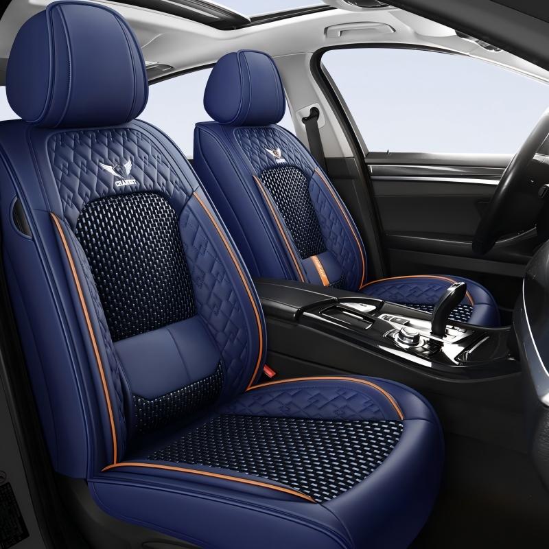 Universal PU Leather Car Seat Covers - Front 2 or Full 5 Seat Set, Waterproof Easy Install Car Seat Protectors, Custom Fit for Most Cars ,Blue