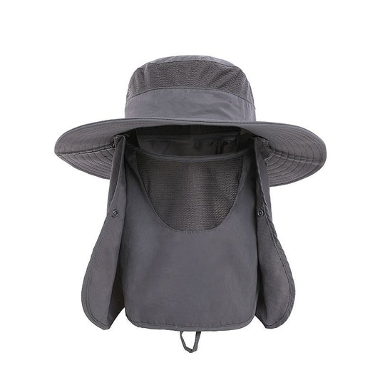 Home Prefer Outdoor UPF50+ Mesh Sun Hat Wide Brim Fishing Hat with Neck Flap Sun Hat for Men Women,Grey