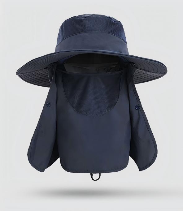 Home Prefer Outdoor UPF50+ Mesh Sun Hat Wide Brim Fishing Hat with Neck Flap Sun Hat for Men Women,Navy